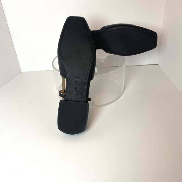 Sam Edelman Black Leather Square Toe Slingback Flats Gold Logo Size 9.5 - Picture 3 of 6